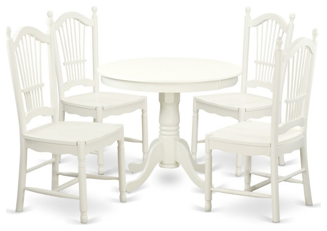 5  Pc  set  with  a  Round  Small  Table  and  4  Wood  Dinette  Chairss.