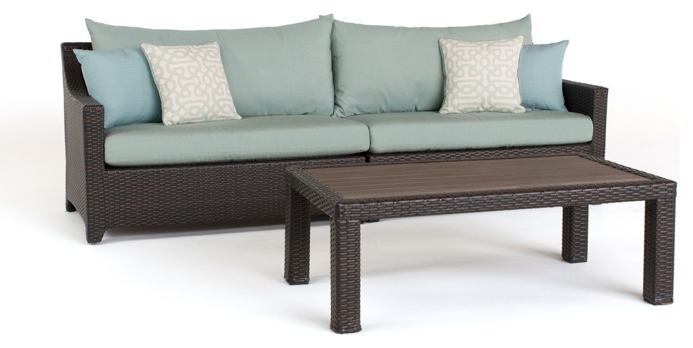 Deco 2 Piece Sunbrella Outdoor Patio Sofa and Deluxe Outdoor Coffee ...