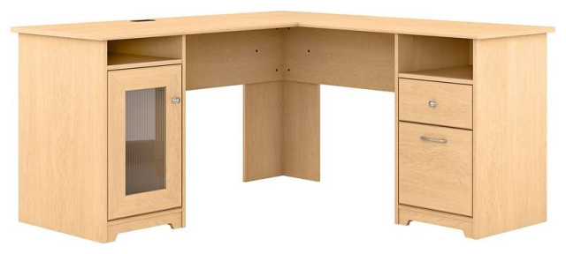 Bush Furniture Cabot 60W L Shaped Computer Desk in Natural Maple