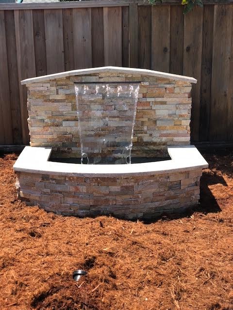 Backyard Water Feature & Firepit