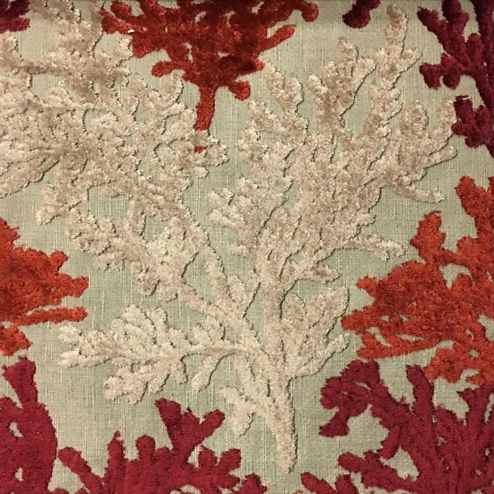 Reef Coral Pattern Cut Velvet Upholstery Fabric Beach Style