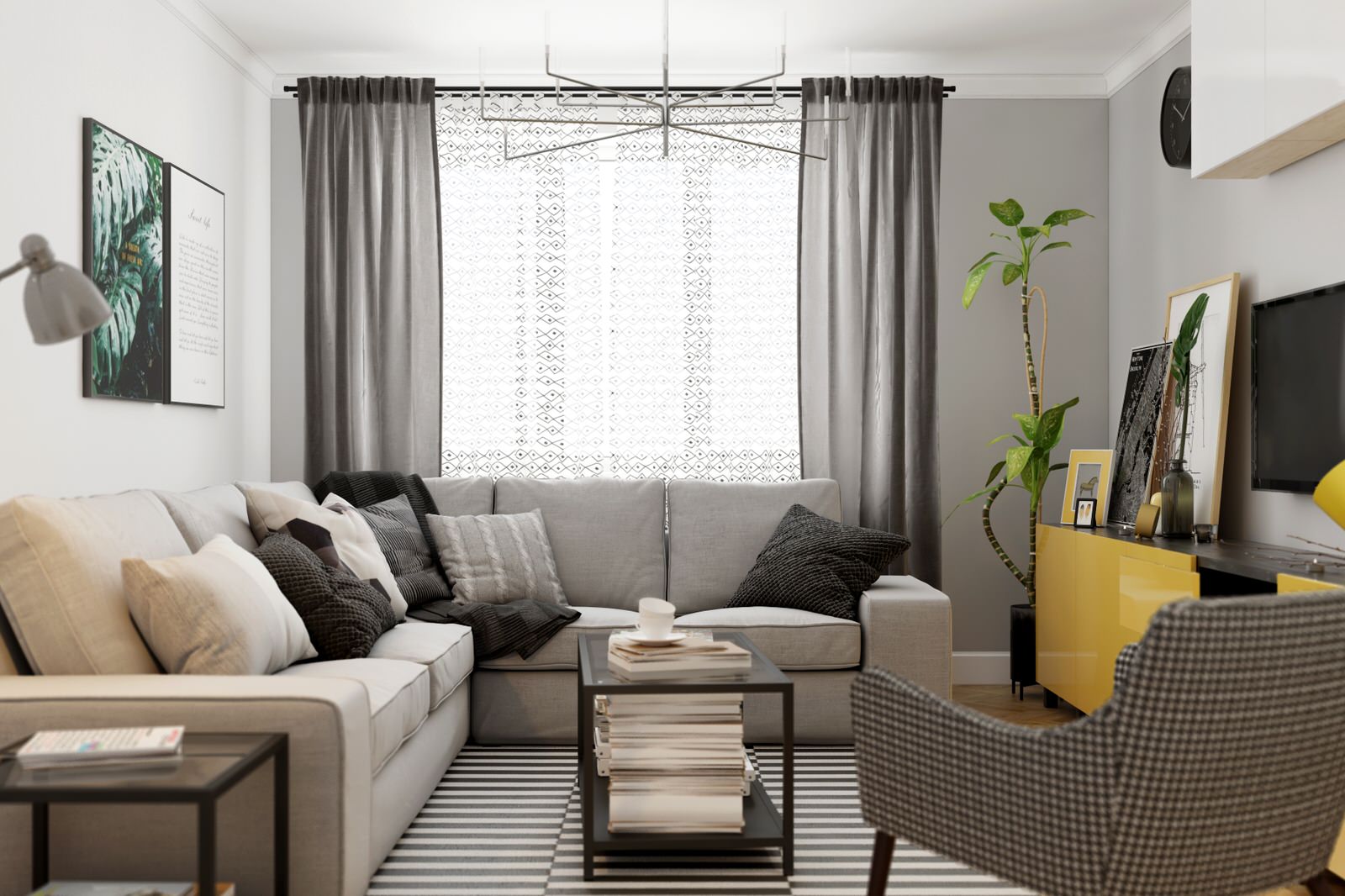 Яркий скандинавский интерьер квартиры в ЖК "Солнечный", Тула