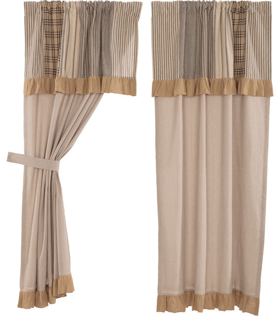 Farmhouse Country Curtains Sawyer Mill Patchwork Short Panel With Valance Pair Farmhouse 
