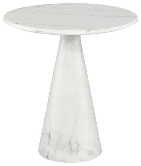 Claudio White Stone Side Table Transitional Side Tables And End