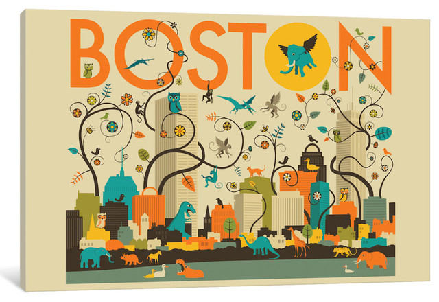 "Wild Boston" Print by Jazzberry Blue, 26"x18"x1.5"