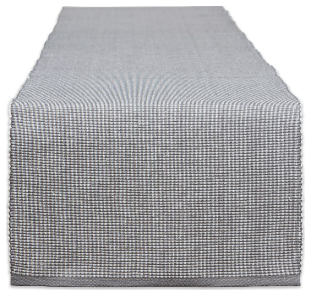 Dii Gray and White 2-Tone Ribbed Table Runner