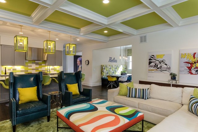 Eclectic Colorful Greensboro Nc Modern Living Room