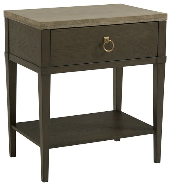 Universal Furniture Soliloquy 1 Drawer Stone Top Nightstand in Brown Transitional