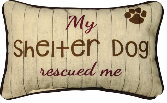 My Shelter Dog Rescued Me Word Pillow Contemporary Decorative