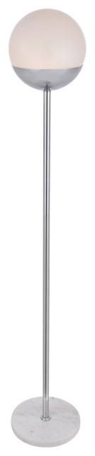 Eclipse 1-Light Floor Lamp, Chrome With Frosted White Glass