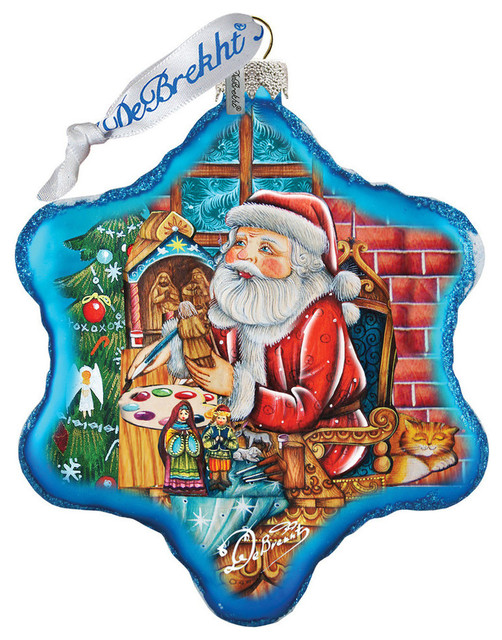 Hand Painted Nativity Workshop Snowflake Glass Scenic Ornament ...