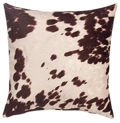 Faux Cowhide Sueded Square Pillow 18 X18 Brown Contemporary