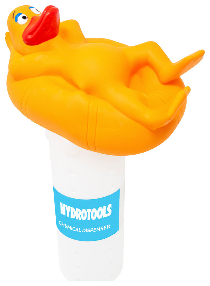 13" Yellow Lounging Duck Swimming Pool Chemical Dispenser Modern