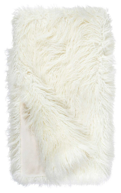 Ivory Tibetan Lamb Signature Series Faux Fur Throw Blanket, 60"x60"