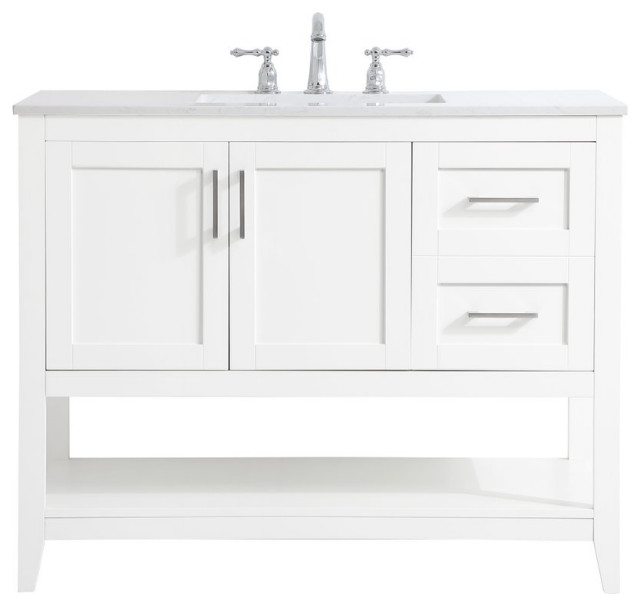 Amelia Single Bathroom Vanity, White Transitional Bathroom Vanities
