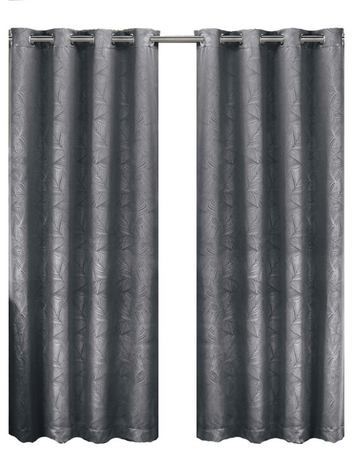 Prairie Blackout Weave Embossed Grommet Curtain, Gray, 52"x84" Single