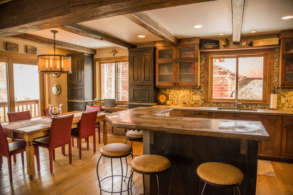 Inspiration for a rustic home design remodel in Denver