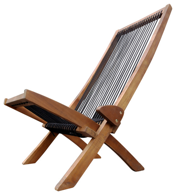 Outdoor Patio Folding Roping Wood Chair