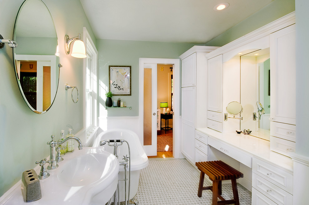Design ideas for a traditional bathroom in St Louis with a freestanding tub.