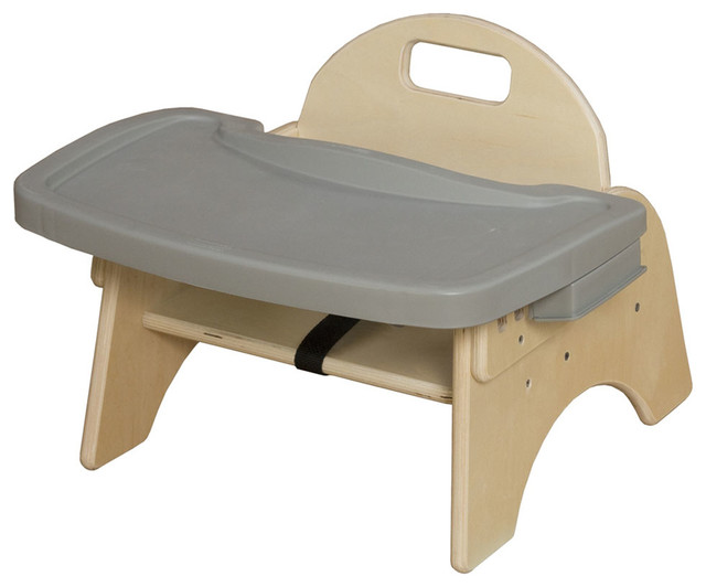 wooden booster seat with tray