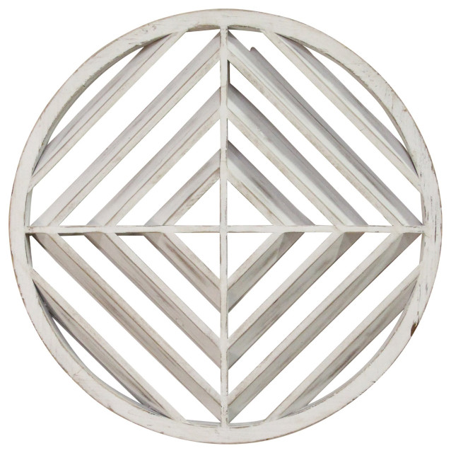 Stratton Home Decor White Wood Modern Medallion Wall Art Farmhouse
