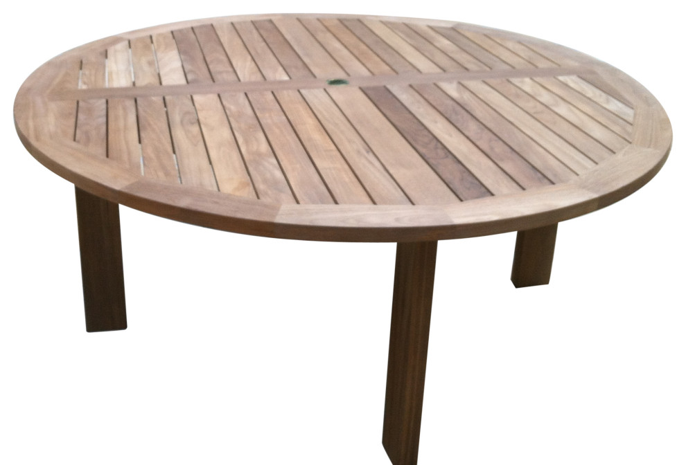 Majestic Teak Round Dining Table, Natural, 6'