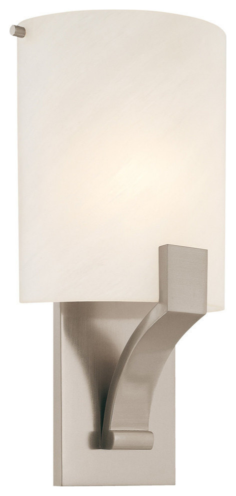 Greco 1-Light Sconce With Satin Nickel Finish and Alabaster Shade, Fluorescent