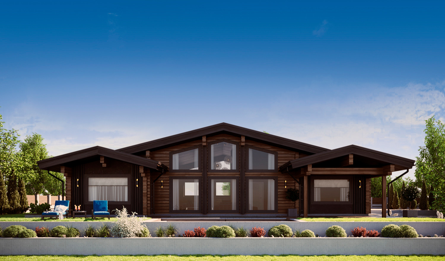 Брусовой одноэтажный  дом