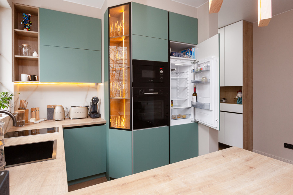 Кухня современная цвета Благородный нефрит