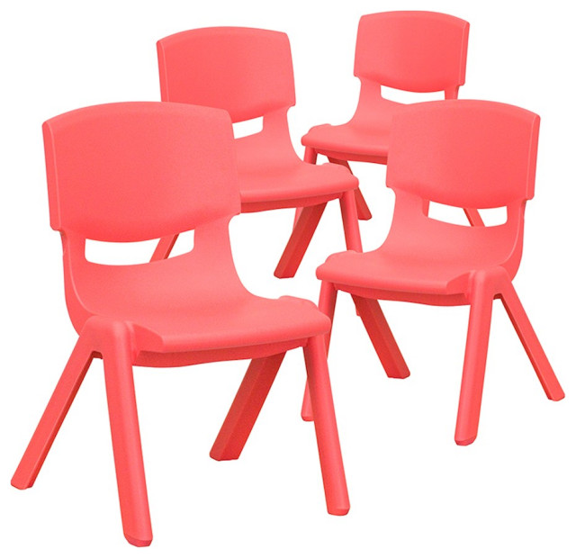 Flash Furniture 4 Pack Red Stackable Chair, 10.5'' Seat