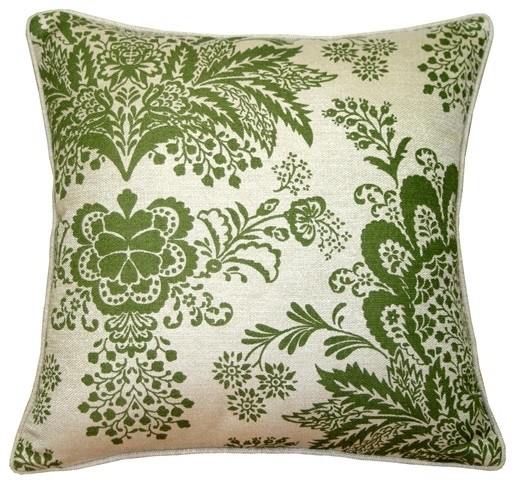 Rustic Floral Throw Pillow, Green, 20"x20"