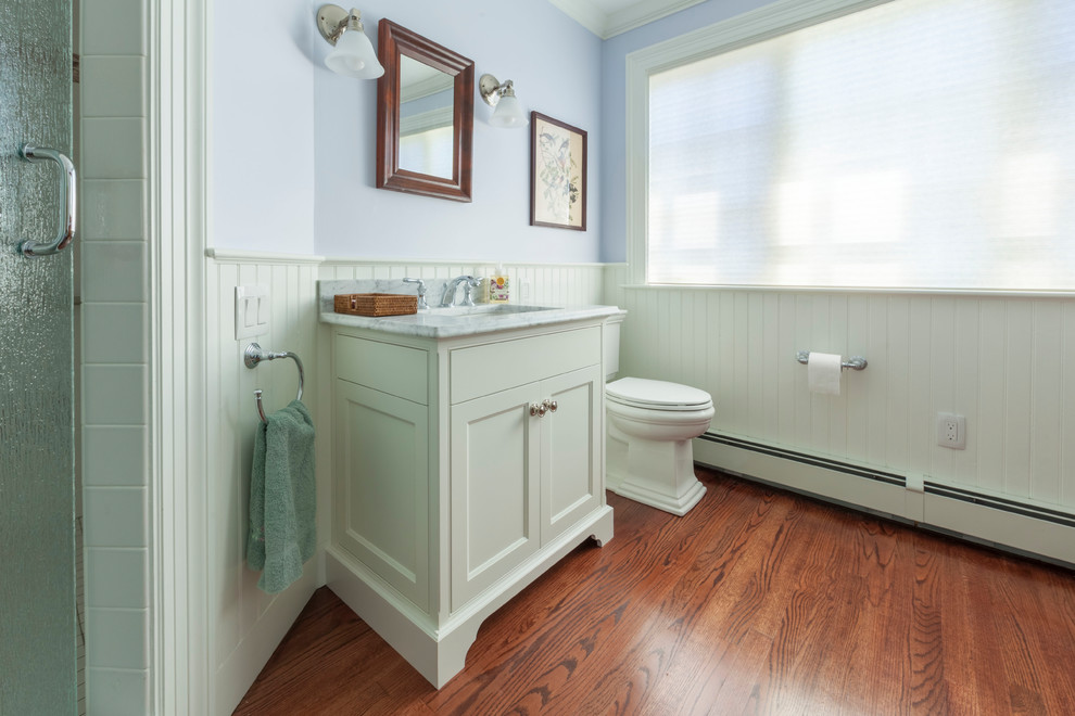 This is an example of a traditional powder room in Portland Maine.