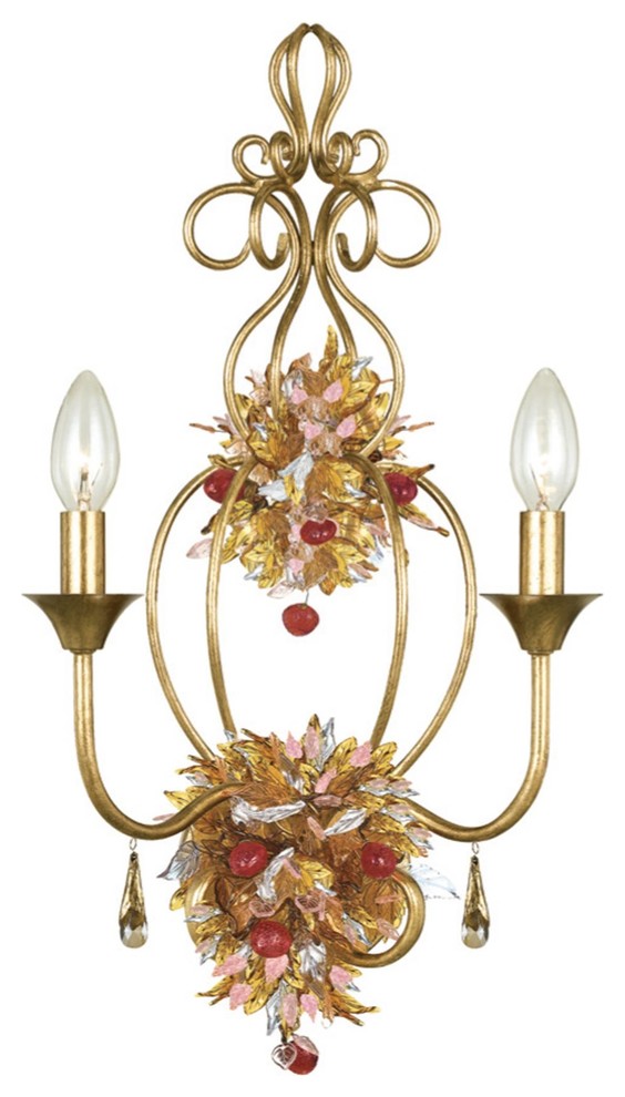 Crystorama Fiore Wall Sconce in Antique Gold