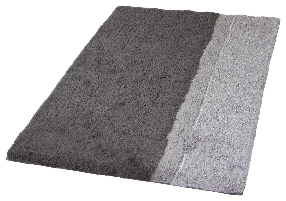 Anthracite Gray Non Slip Luxury Cotton Bathroom Rug, Life, Medium