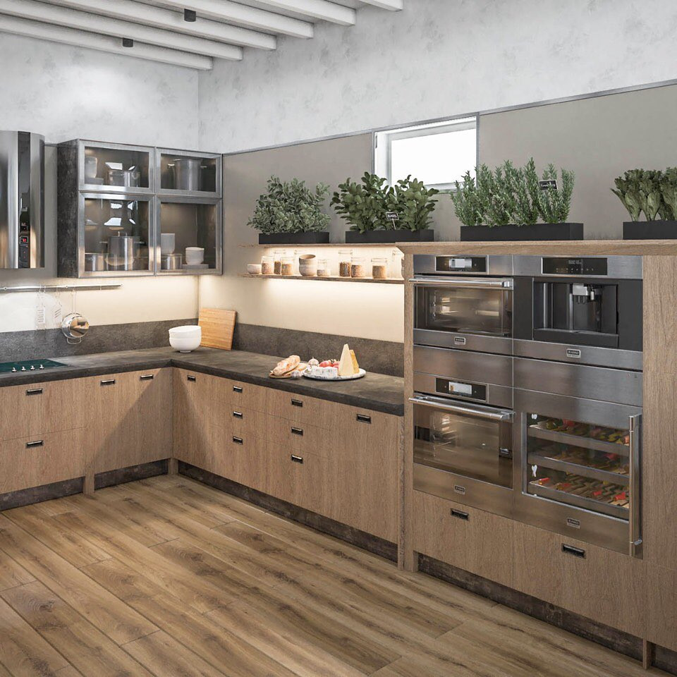 Гостиная и кухня в подземном гараже