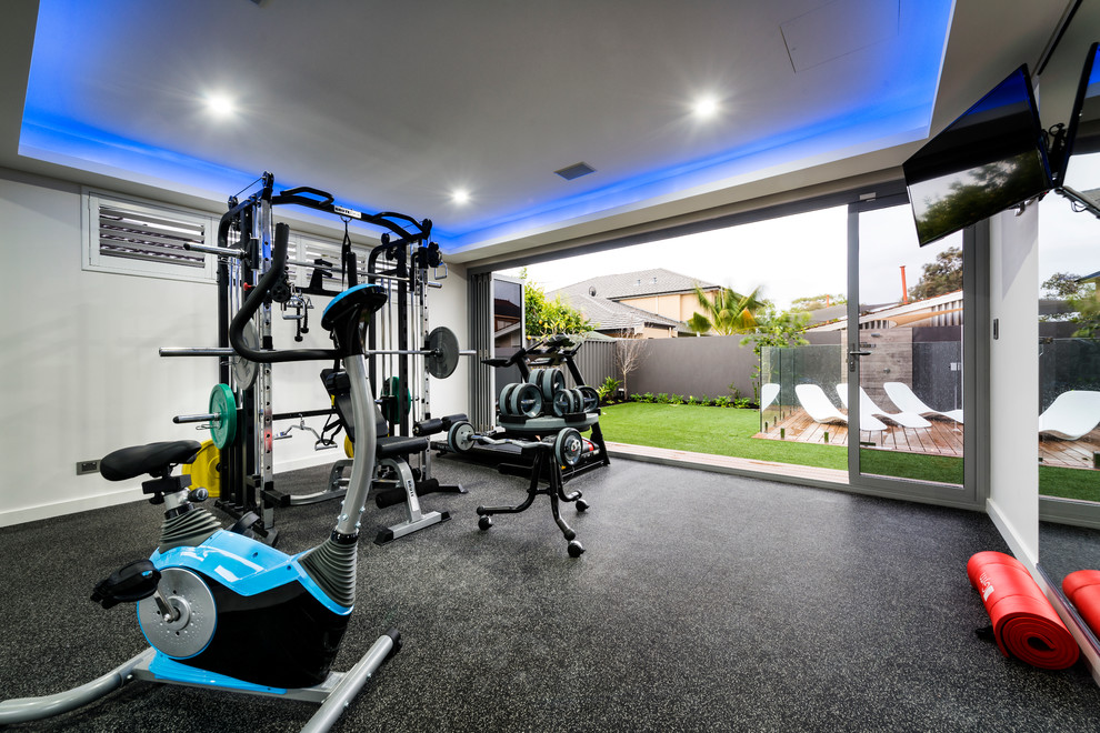 Contemporary home gym in Perth.