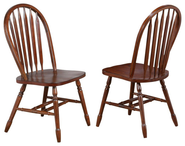 Andrews Malaysian Oak Wood Distressed Chestnut Brown Side Chair (Set of