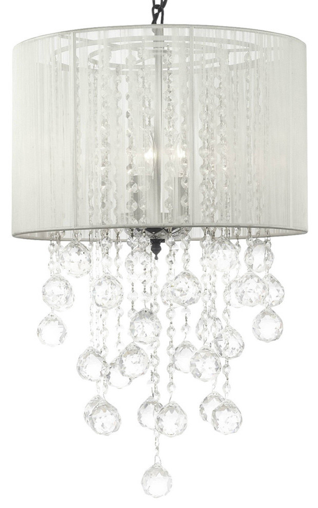 Crystal Chandelier With Large White Shade and Balls