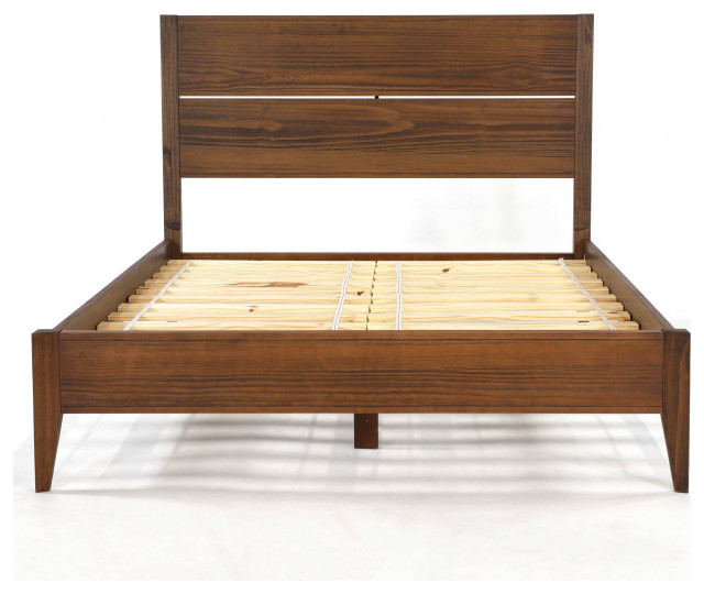 Grain Wood Furniture Mid Century Solid Wood Platform Bed, Full ...
