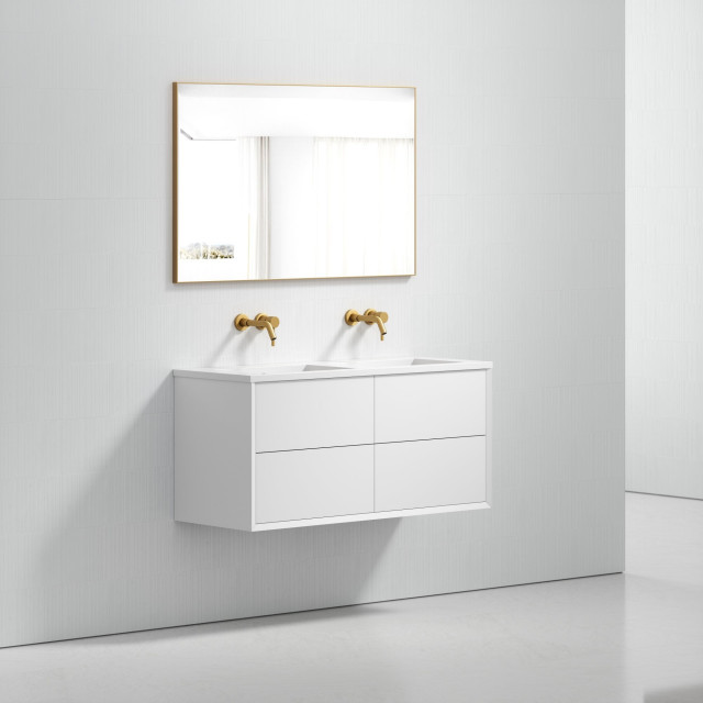 Volini Double Bathroom Vanity Unit Matte White Modern Bathroom