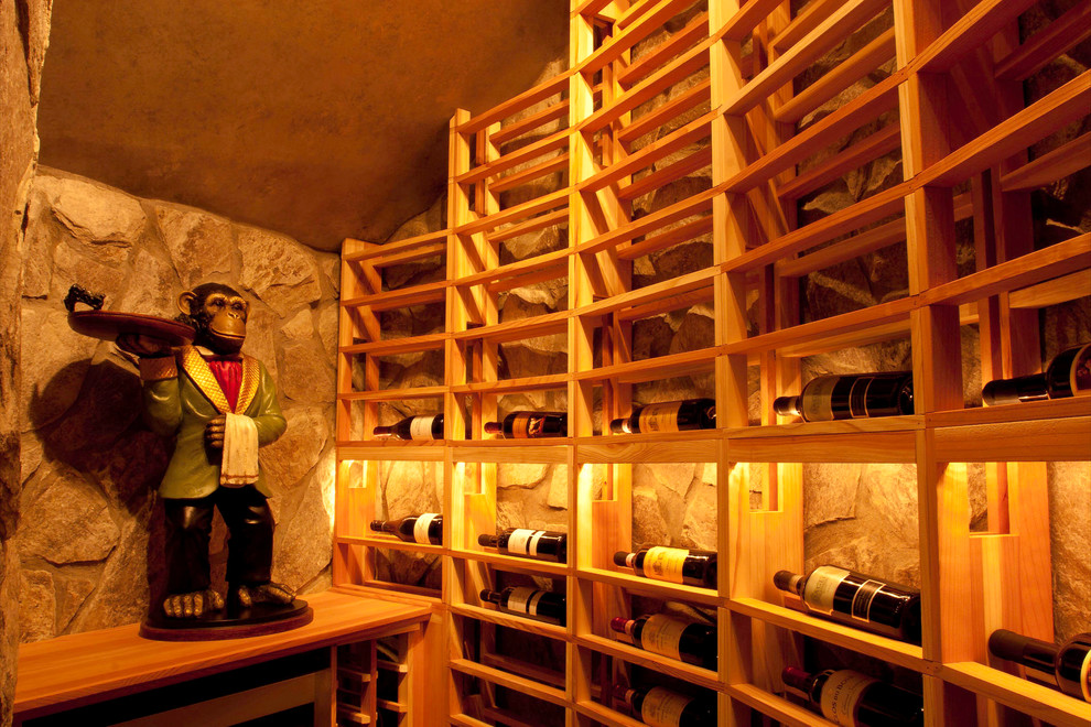Photo of a contemporary wine cellar in Charlotte.