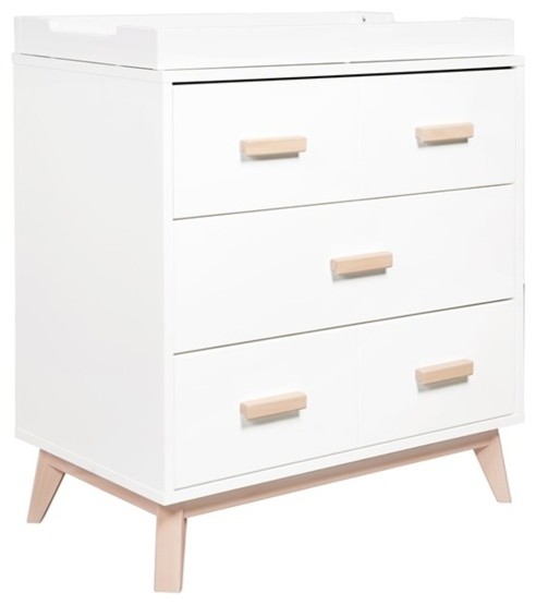 Babyletto Scoot 3 Drawer Changer Dresser In White Washed Natural