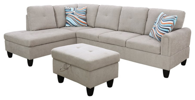 Star Home Living 3PC Left-Facing Sectional Sofa with Ottoman