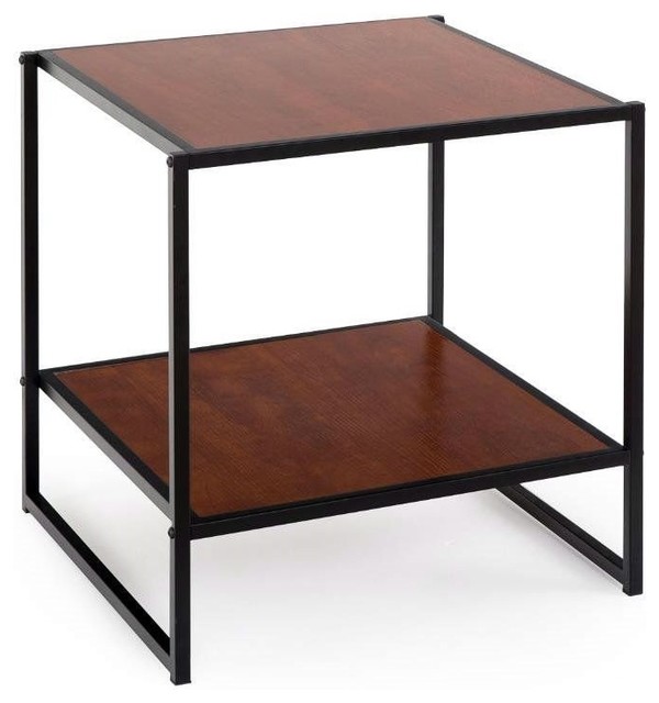 Modern Steel Frame End Table Nightstand In Brown Industrial Nightstands And Bedside Tables By Hilton Furnitures