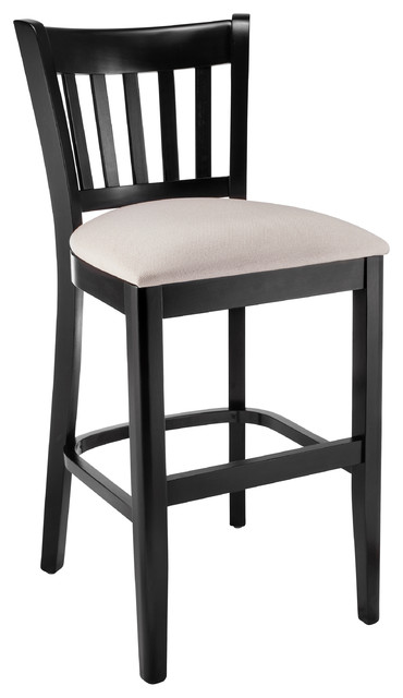Fully Assembled Vertical Back Wood Counter Stool, Black