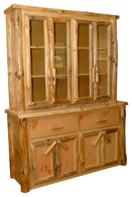 Rustic Pine Log China Cabinet And Hutch Clear Varnish Rustic Pine Log China Cabinet And Hutch Clear Varnish Cabinets Hutches By Furniture Barn Usa