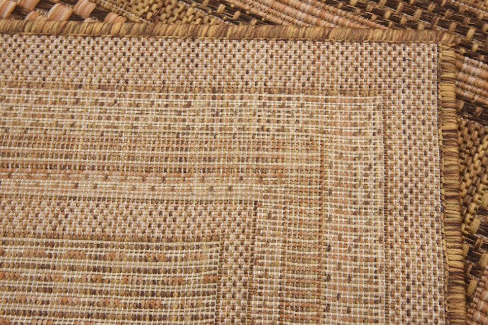 Rug Unique Loom Outdoor Border Brown Rectangular 2'2x3'