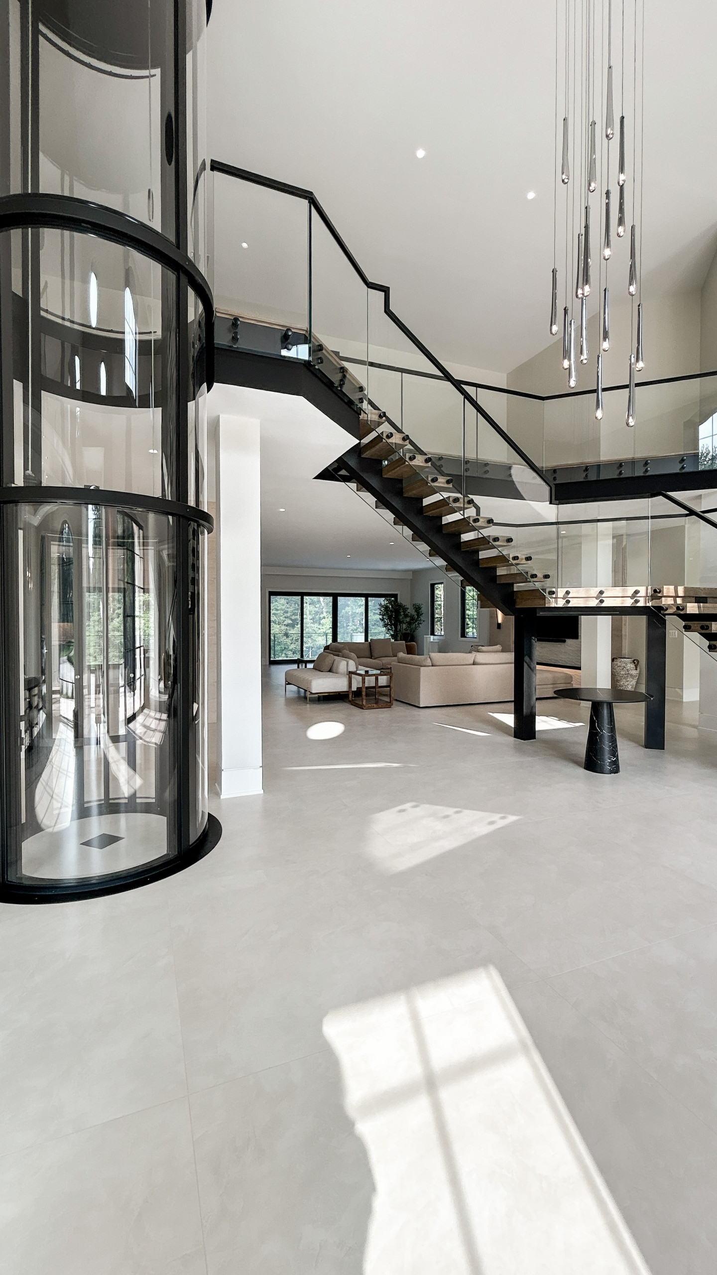 Project #159 | Modern Foyer Stair with Stand-off Glass Railing