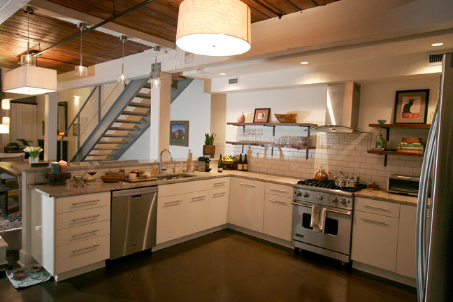 Large contemporary kitchen in Other.