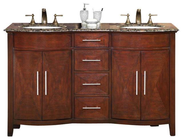 58 Double Sink Vanity With A Baltic Brown Top